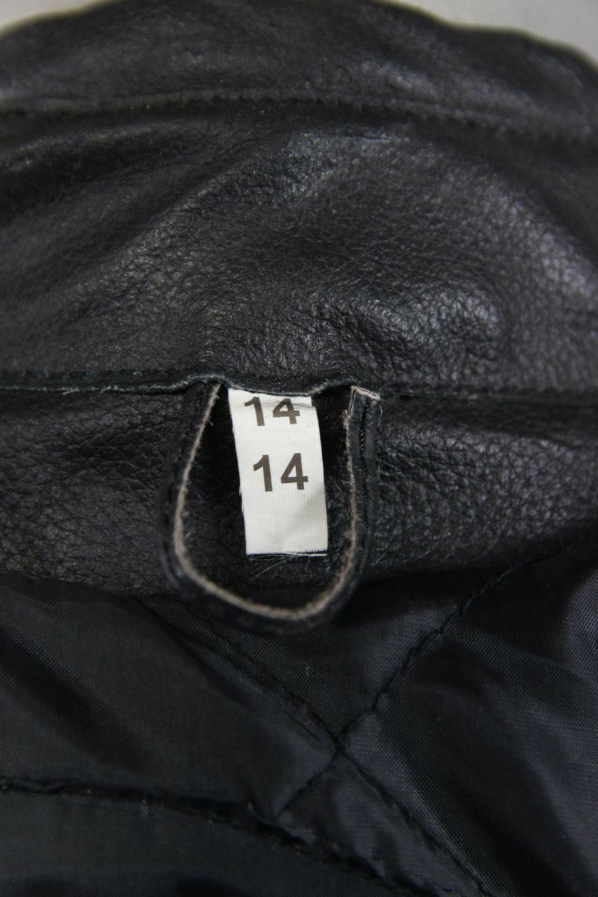 RACEWELL BLACK LEATHER BIKER JACKET WITH REMOVABLE BACK PROTECTOR: SIZE 14