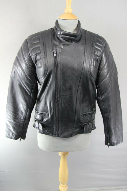 CLASSIC MDK BLACK LEATHER BIKER JACKET 36 INCH