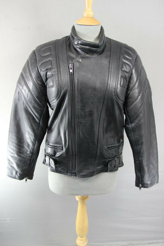 CLASSIC MDK BLACK LEATHER BIKER JACKET 36 INCH