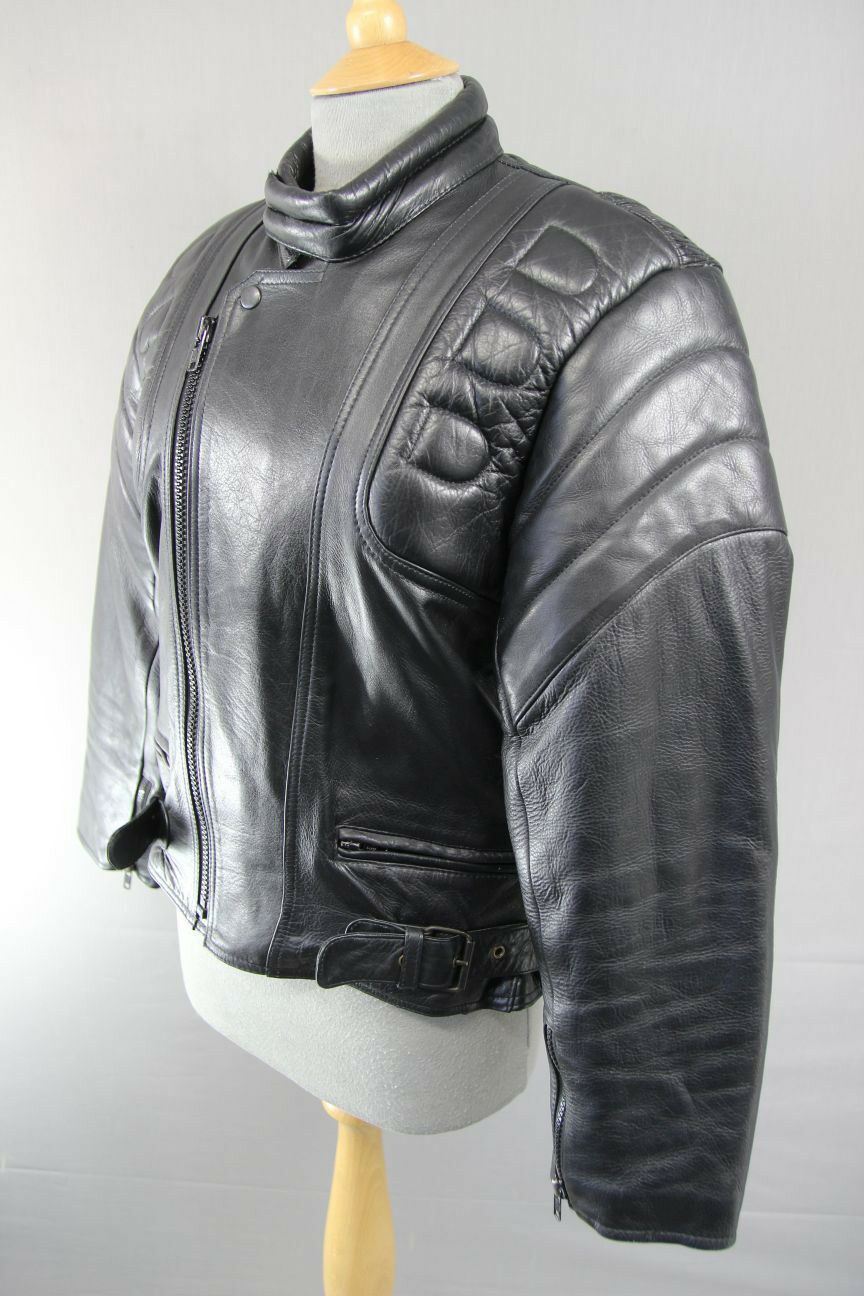 CLASSIC MDK BLACK LEATHER BIKER JACKET 36 INCH