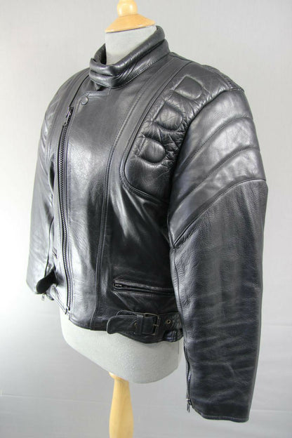 CLASSIC MDK BLACK LEATHER BIKER JACKET 36 INCH