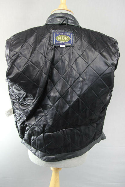 CLASSIC MDK BLACK LEATHER BIKER JACKET 36 INCH