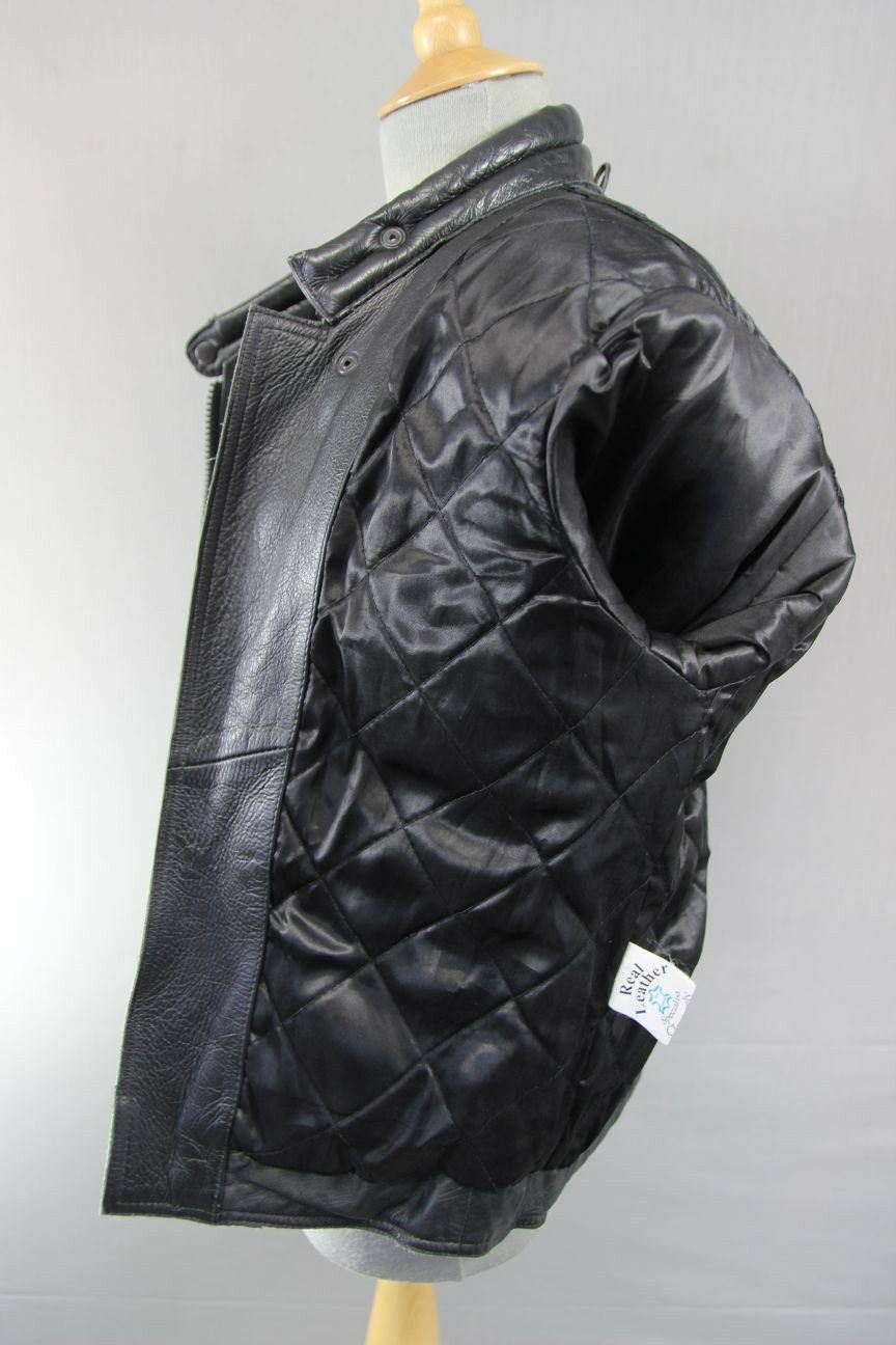 CLASSIC MDK BLACK LEATHER BIKER JACKET 36 INCH