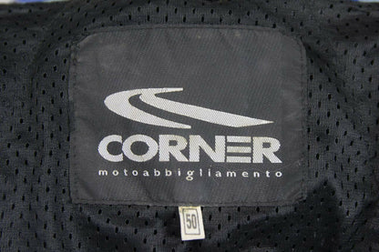 CORNER BLACK, BLUE & WHITE LEATHER BIKER JACKET WITH REMOVABLE CE ARMOUR 40 INCH