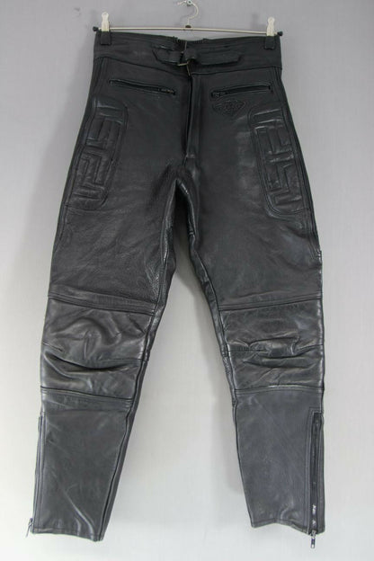 AKITO T FORCE PLUS BLACK LEATHER BIKER TROUSERS-WAIST 30 INCH/INSIDE LEG 27 INCH