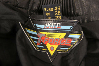 AKITO T FORCE PLUS BLACK LEATHER BIKER TROUSERS-WAIST 30 INCH/INSIDE LEG 27 INCH