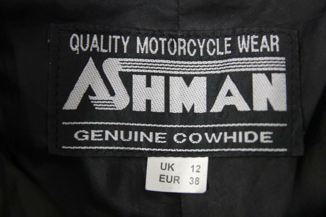 ASHMAN BLACK COWHIDE LEATHER BIKER TROUSERS SIZE 12:WAIST 28 IN/INSIDE LEG 29 IN