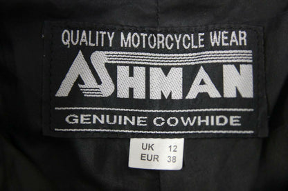 ASHMAN BLACK COWHIDE LEATHER BIKER TROUSERS SIZE 12:WAIST 28 IN/INSIDE LEG 29 IN