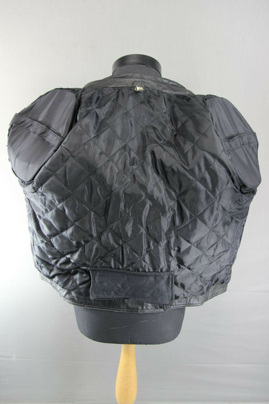 BLACK & BLUE RACING/SPORTS LEATHER BIKER JACKET WITH REMOVABLE ARMOUR 38 INCH