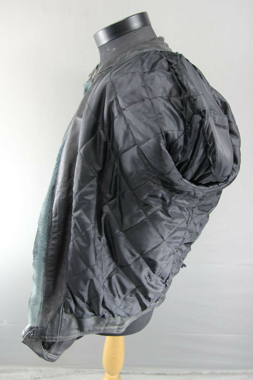 BLACK & BLUE RACING/SPORTS LEATHER BIKER JACKET WITH REMOVABLE ARMOUR 38 INCH
