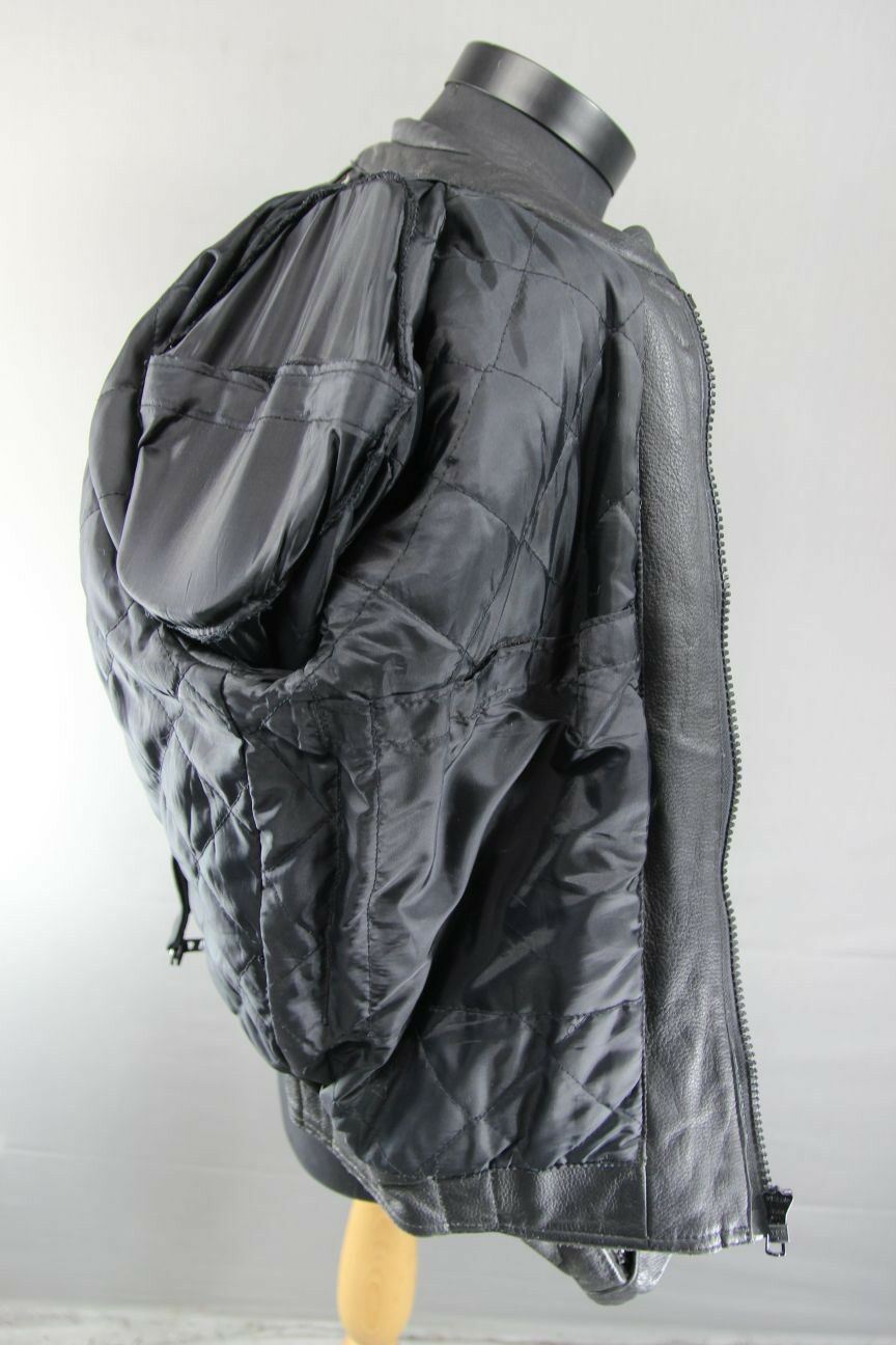 BLACK & BLUE RACING/SPORTS LEATHER BIKER JACKET WITH REMOVABLE ARMOUR 38 INCH