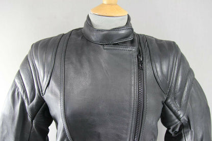 BRITISH MADE BIKER'S PARADISE BLACK COWHIDE LEATHER CE BIKER JACKET SIZE 14
