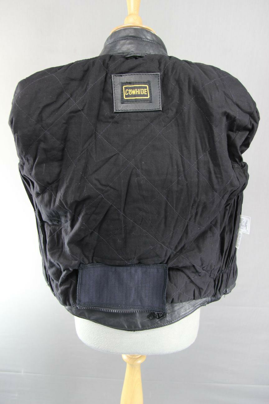 BRITISH MADE BIKER'S PARADISE BLACK COWHIDE LEATHER CE BIKER JACKET SIZE 14
