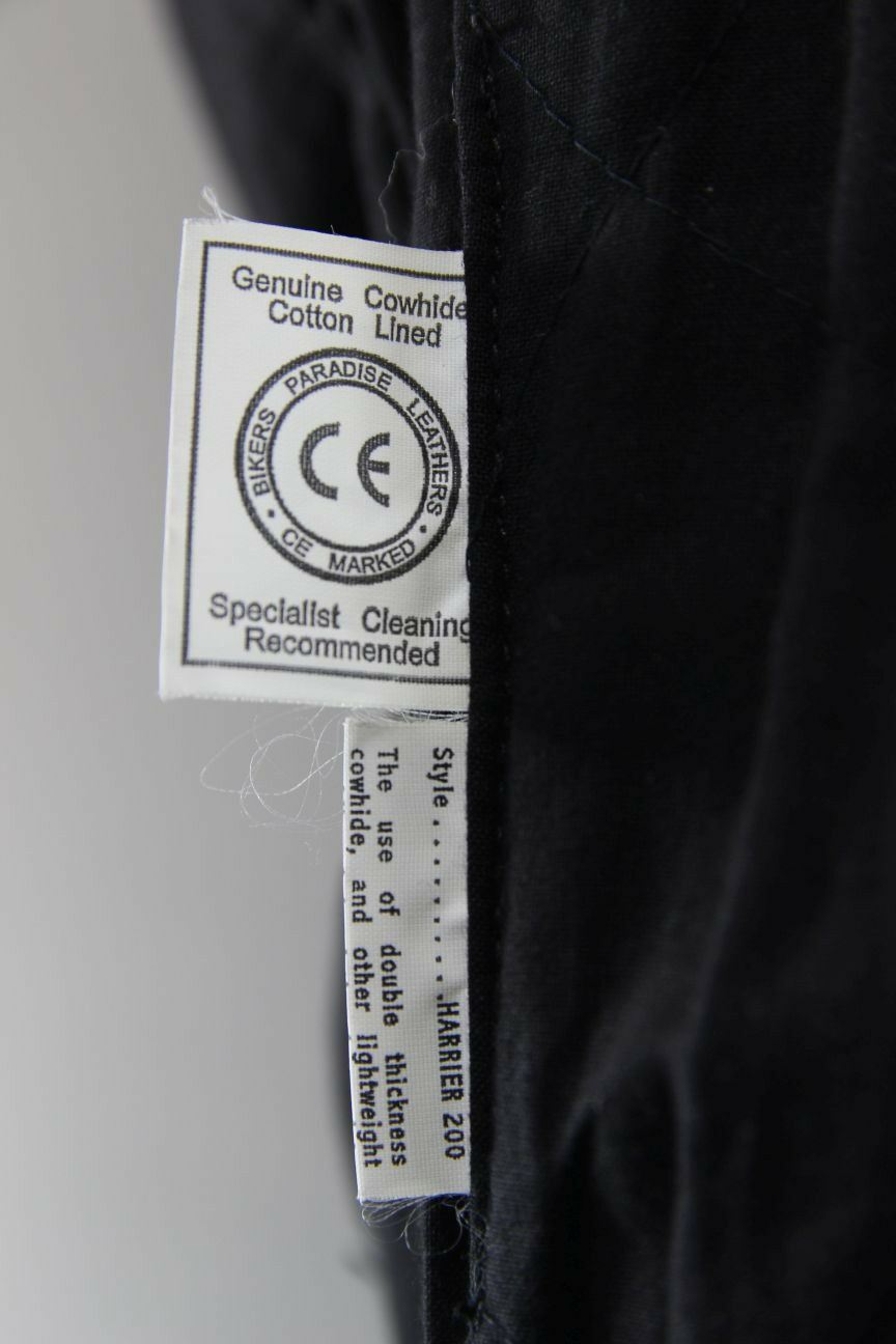 BRITISH MADE BIKER'S PARADISE BLACK COWHIDE LEATHER CE BIKER JACKET SIZE 14