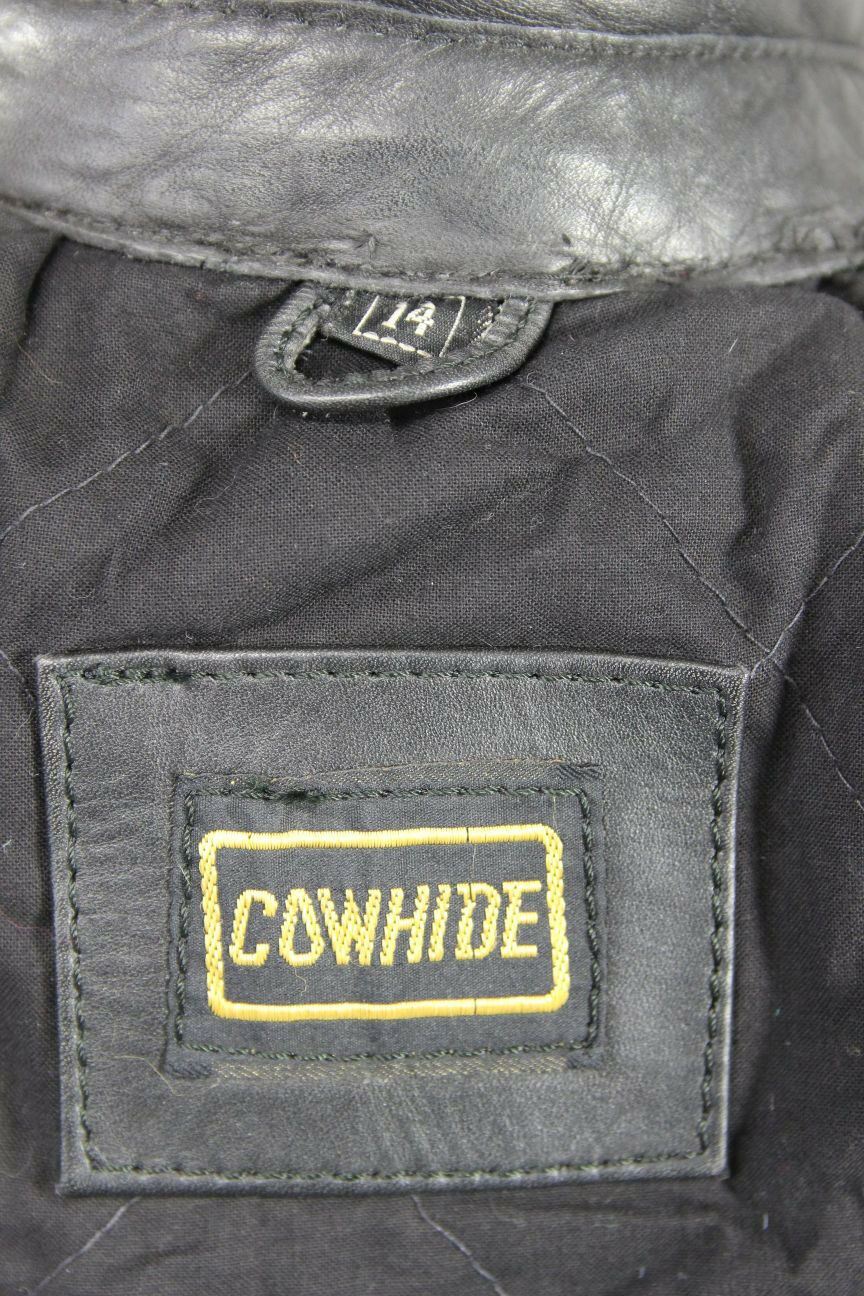 BRITISH MADE BIKER'S PARADISE BLACK COWHIDE LEATHER CE BIKER JACKET SIZE 14