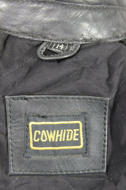 BRITISH MADE BIKER'S PARADISE BLACK COWHIDE LEATHER CE BIKER JACKET SIZE 14
