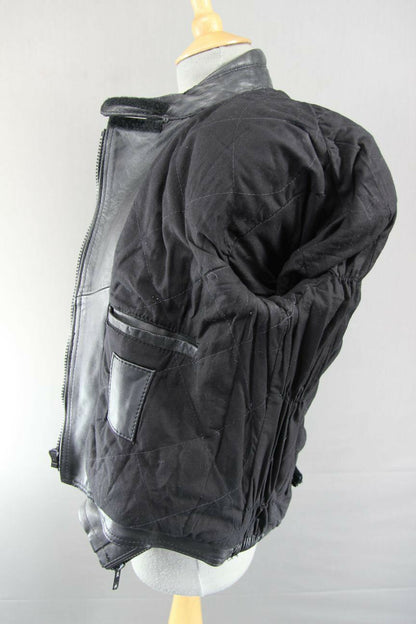BRITISH MADE BIKER'S PARADISE BLACK COWHIDE LEATHER CE BIKER JACKET SIZE 14
