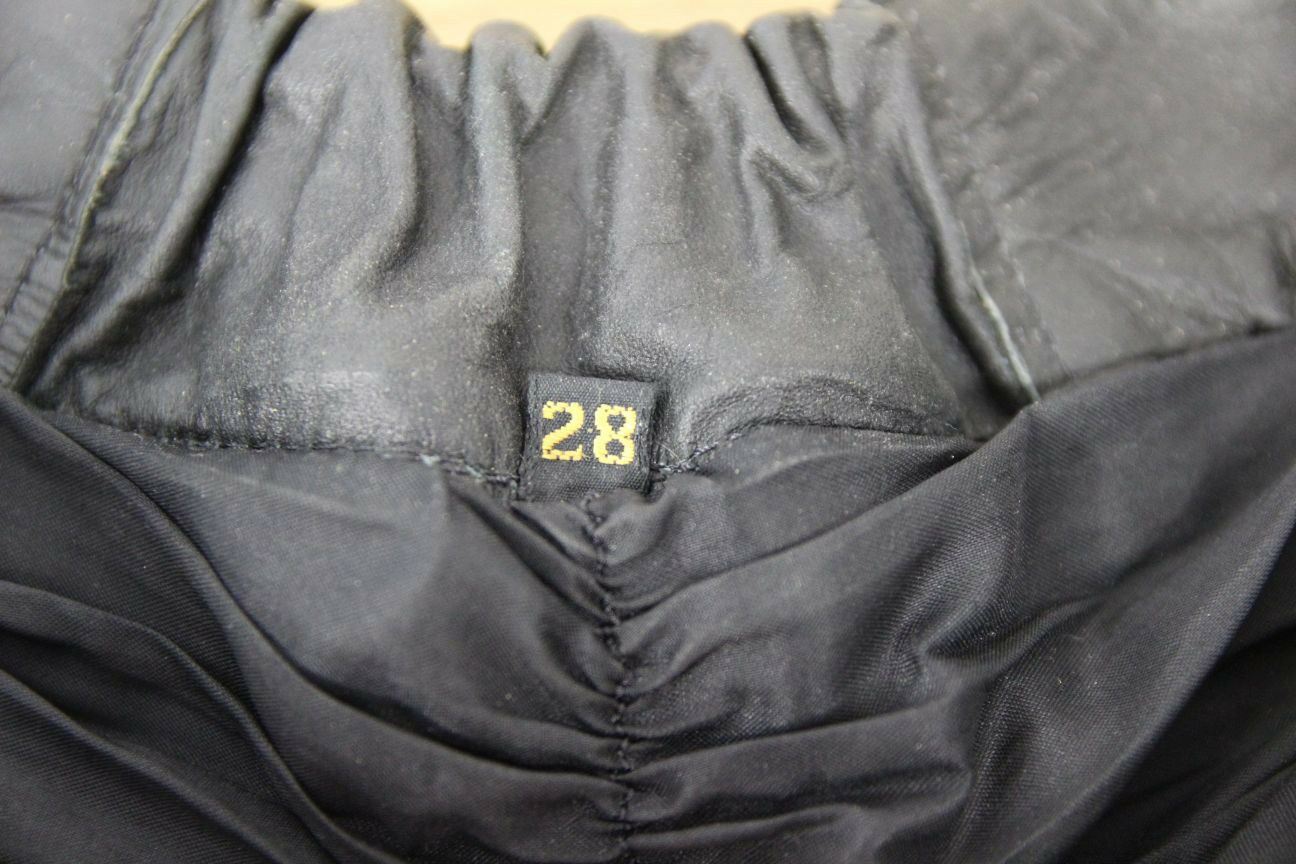 CLASSIC BLACK LEATHER BIKER TROUSERS: WAIST 28 INCHES/INSIDE LEG 27 INCHES