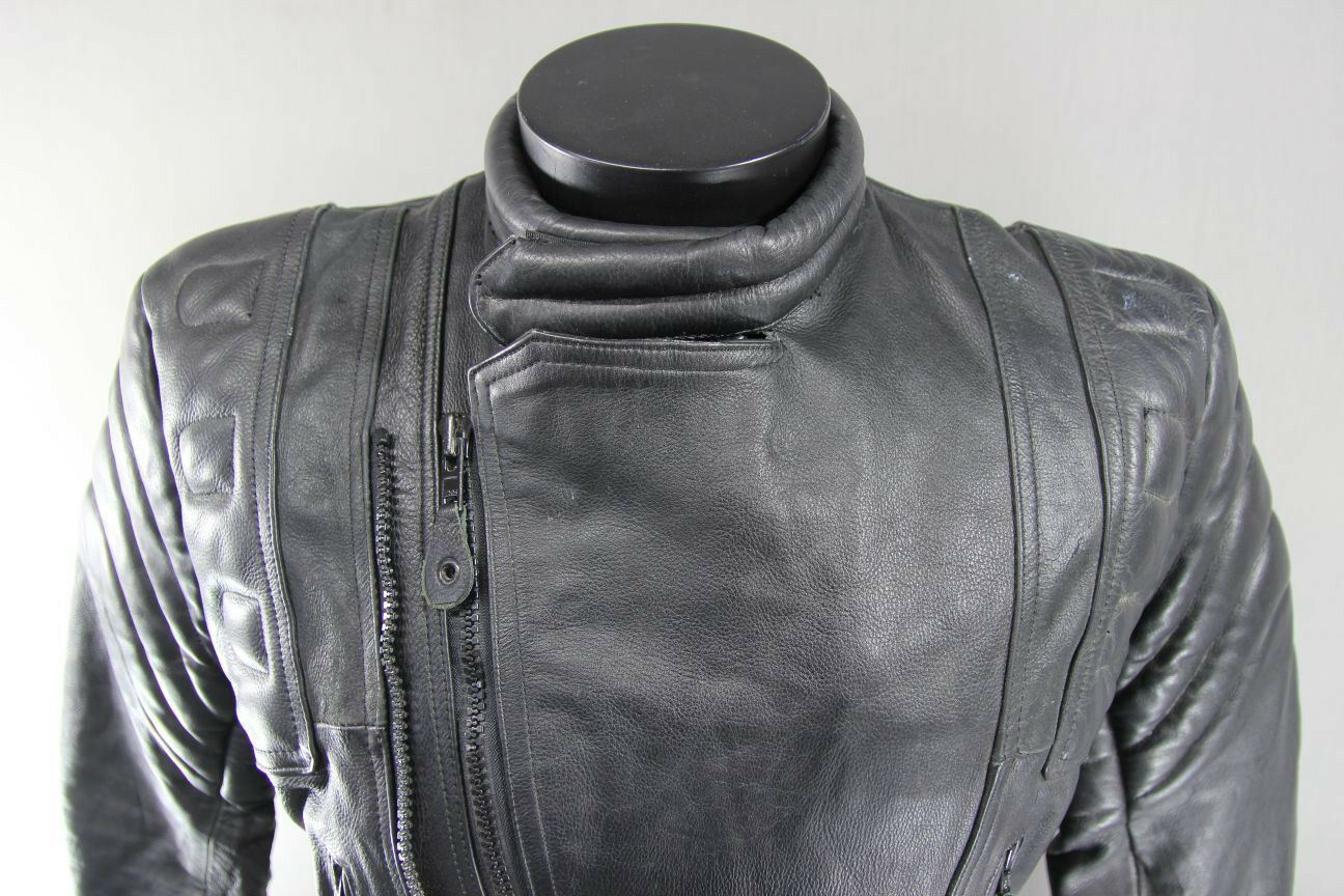 CLASSIC 'CHARLIE' BLACK LEATHER BIKER JACKET 36 INCHES/EXTRA SMALL