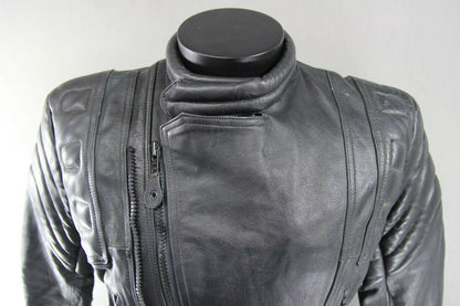 CLASSIC 'CHARLIE' BLACK LEATHER BIKER JACKET 36 INCHES/EXTRA SMALL