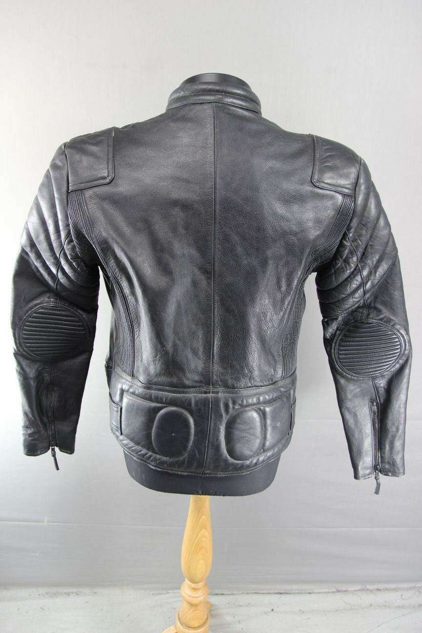CLASSIC 'CHARLIE' BLACK LEATHER BIKER JACKET 36 INCHES/EXTRA SMALL