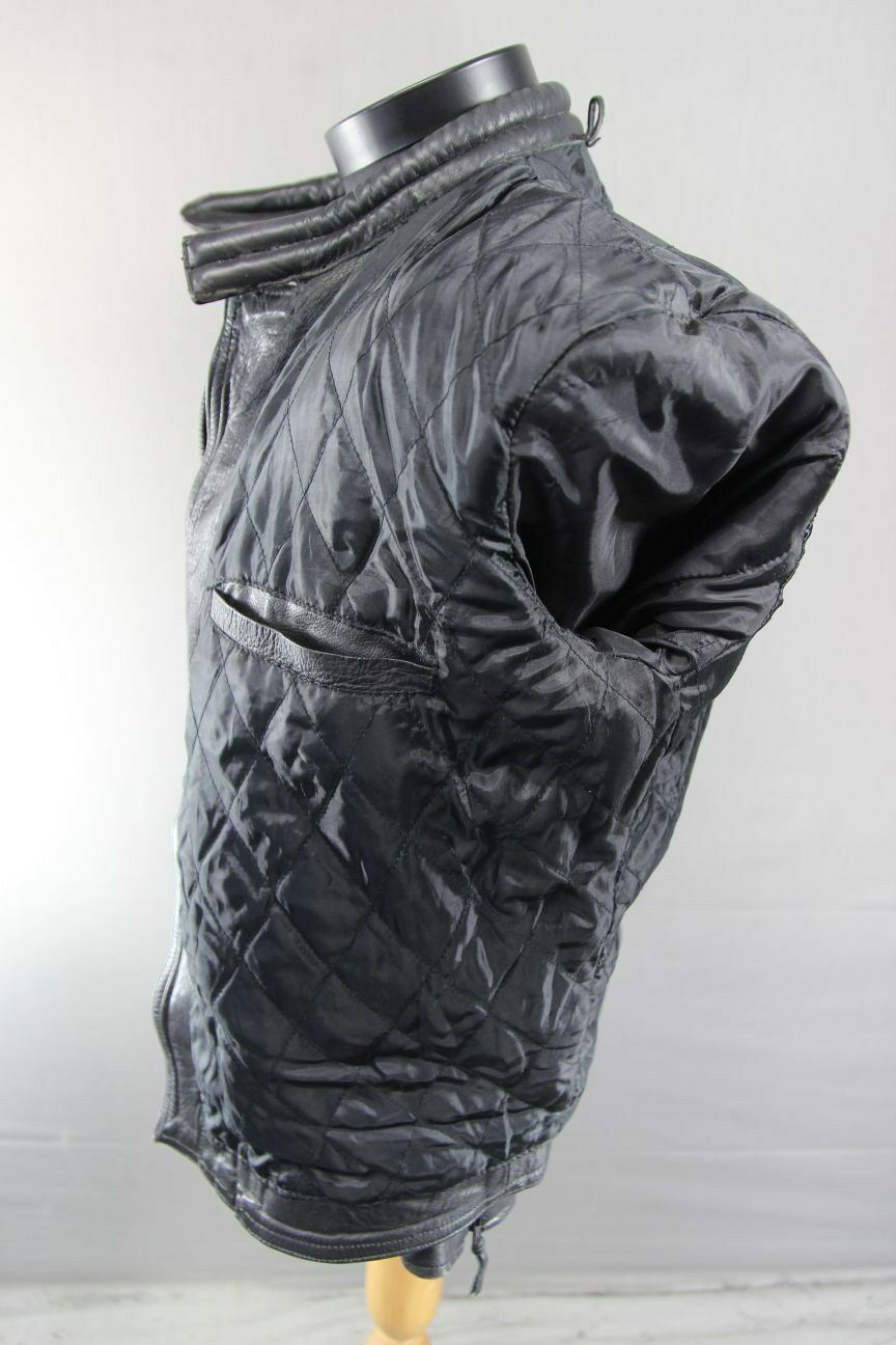 CLASSIC 'CHARLIE' BLACK LEATHER BIKER JACKET 36 INCHES/EXTRA SMALL