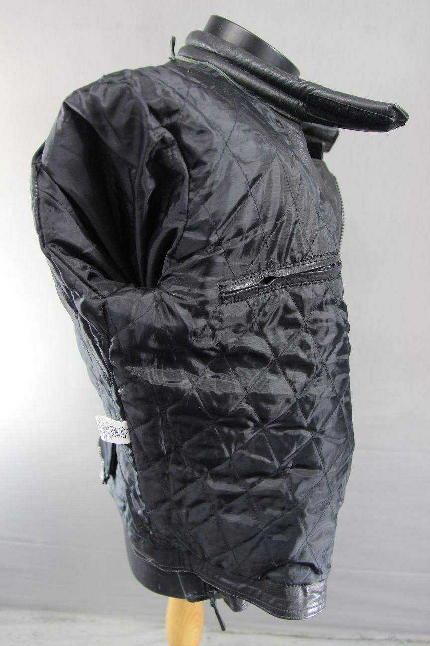 CLASSIC 'CHARLIE' BLACK LEATHER BIKER JACKET 36 INCHES/EXTRA SMALL