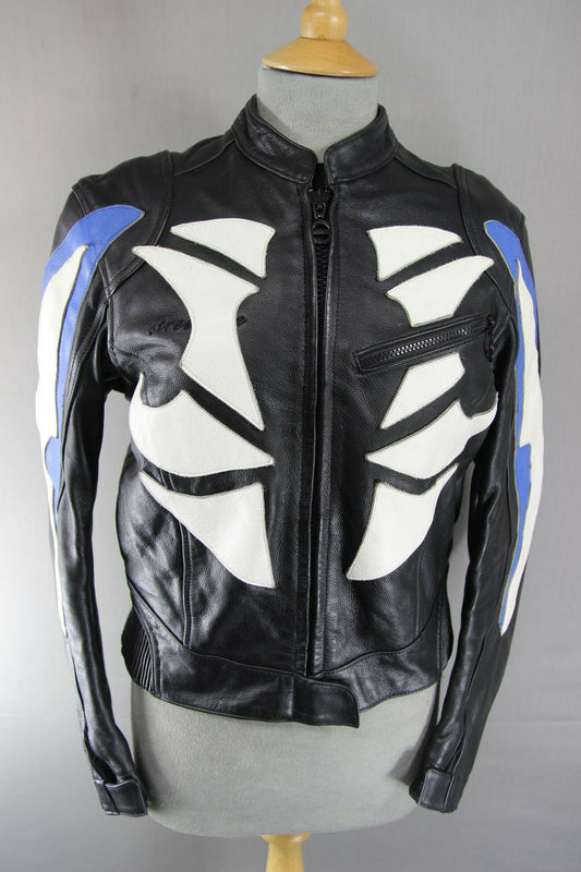 HEIN GERICKE STREETLINE LEATHER BIKER JACKET WITH CE HIPROTEC PROTECTORS 38 INCH