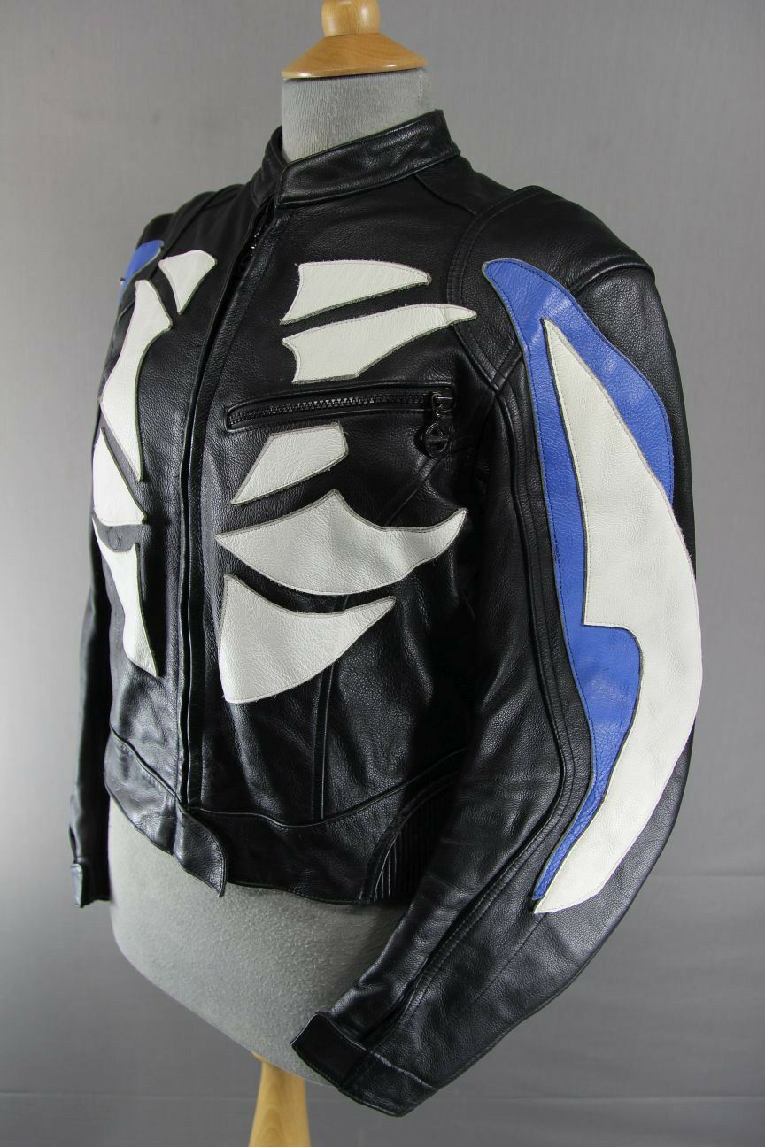 HEIN GERICKE STREETLINE LEATHER BIKER JACKET WITH CE HIPROTEC PROTECTORS 38 INCH