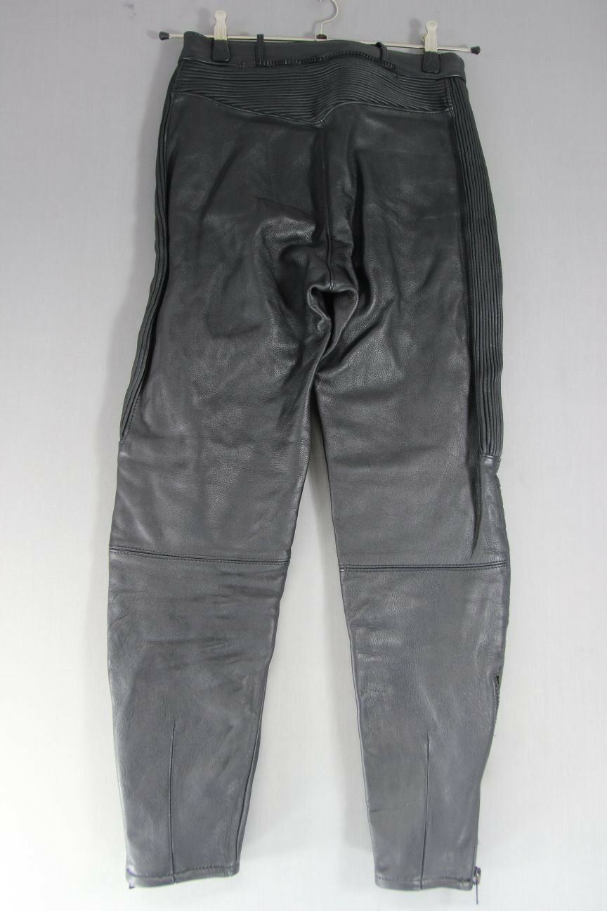 LEWIS LEATHERS BLACK BIKER TROUSERS SIZE 10 - WAIST 28 INCH/INSIDE LEG 28 INCH