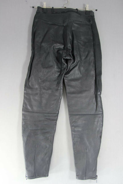 LEWIS LEATHERS BLACK BIKER TROUSERS SIZE 10 - WAIST 28 INCH/INSIDE LEG 28 INCH