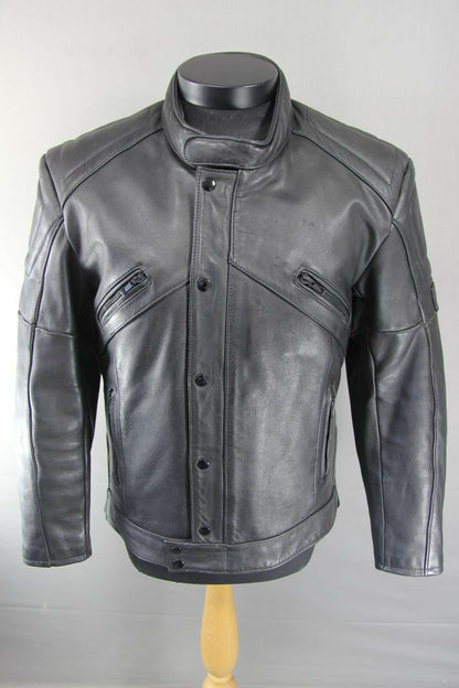 CLASSIC JUMBO INTERNATIONAL BLACK LEATHER BIKER JACKET 40 INCH