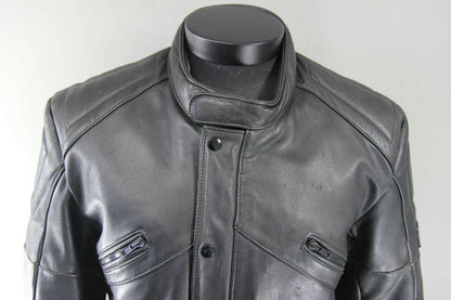 CLASSIC JUMBO INTERNATIONAL BLACK LEATHER BIKER JACKET 40 INCH