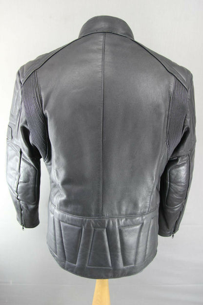 CLASSIC JUMBO INTERNATIONAL BLACK LEATHER BIKER JACKET 40 INCH