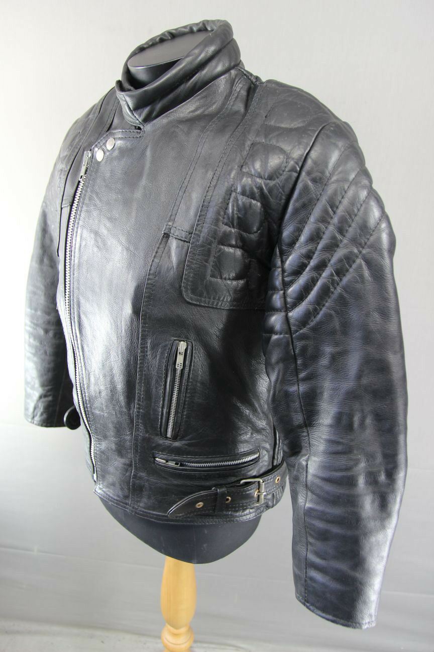 CLASSIC SHAKEEL INTERNATIONAL S.A.K. BLACK LEATHER BIKER JACKET 38 INCH