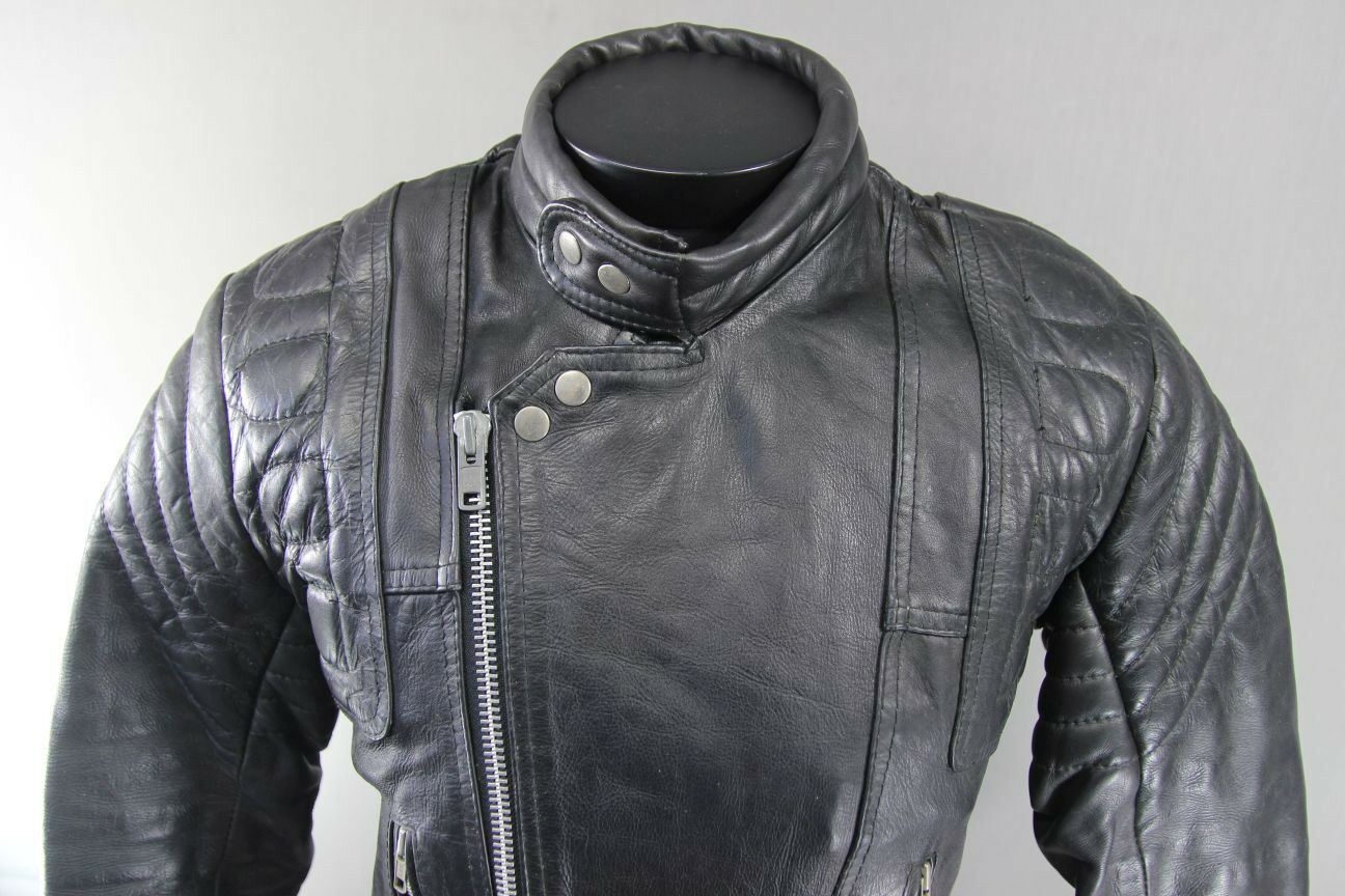 CLASSIC SHAKEEL INTERNATIONAL S.A.K. BLACK LEATHER BIKER JACKET 38 INCH