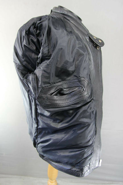 CLASSIC SHAKEEL INTERNATIONAL S.A.K. BLACK LEATHER BIKER JACKET 38 INCH