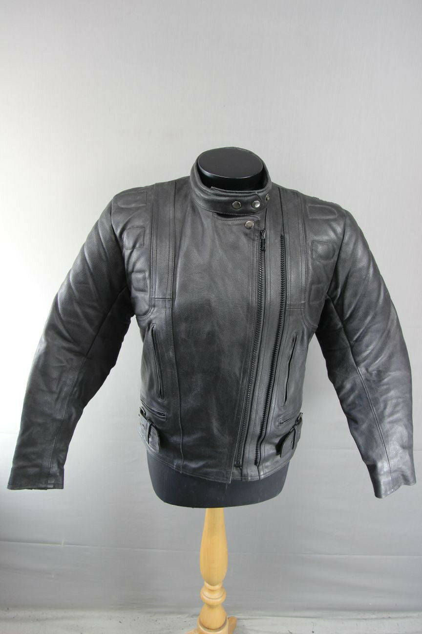 CLASSIC AARDWEAR BLACK LEATHER BIKER JACKET SIZE 10