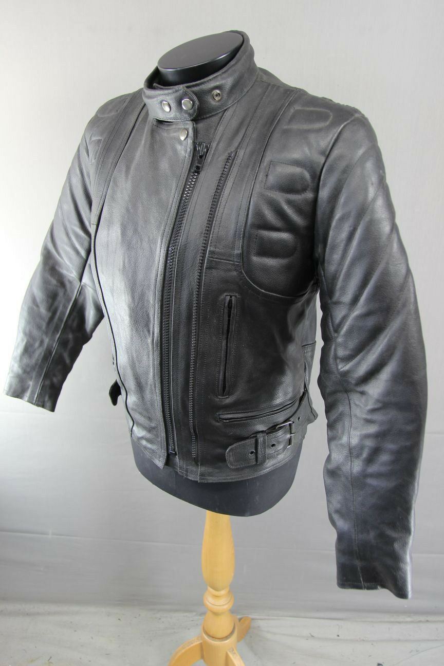 CLASSIC AARDWEAR BLACK LEATHER BIKER JACKET SIZE 10