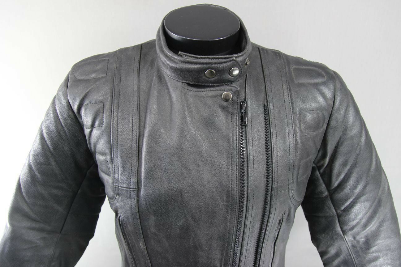 CLASSIC AARDWEAR BLACK LEATHER BIKER JACKET SIZE 10