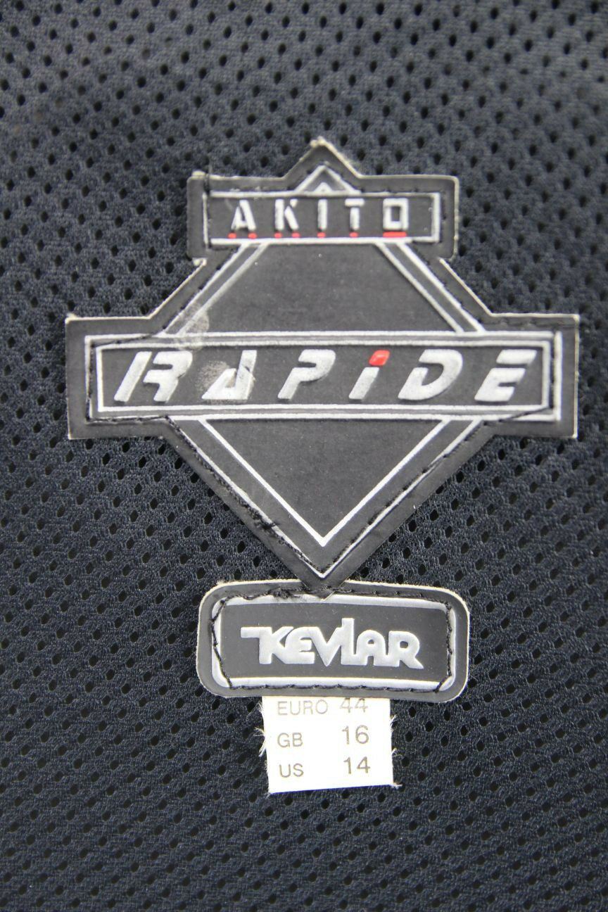 AKITO RAPIDE BLACK LEATHER BIKER JACKET WITH REMOVABLE BACK PROTECTOR, SIZE 16