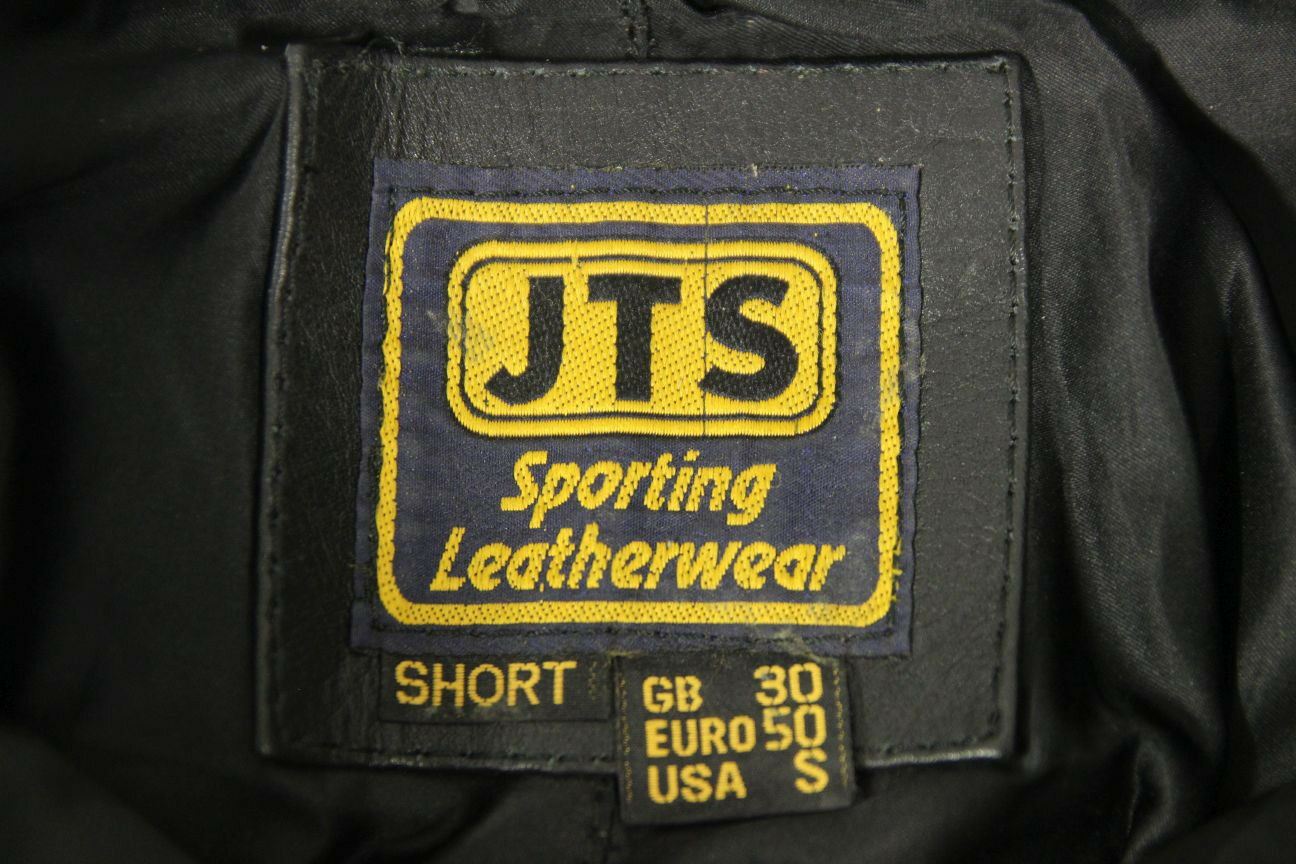 JTS BLACK LEATHER BIKER TROUSERS: WAIST 30 INCH/INSIDE LEG 28 INCH (SHORT FIT)