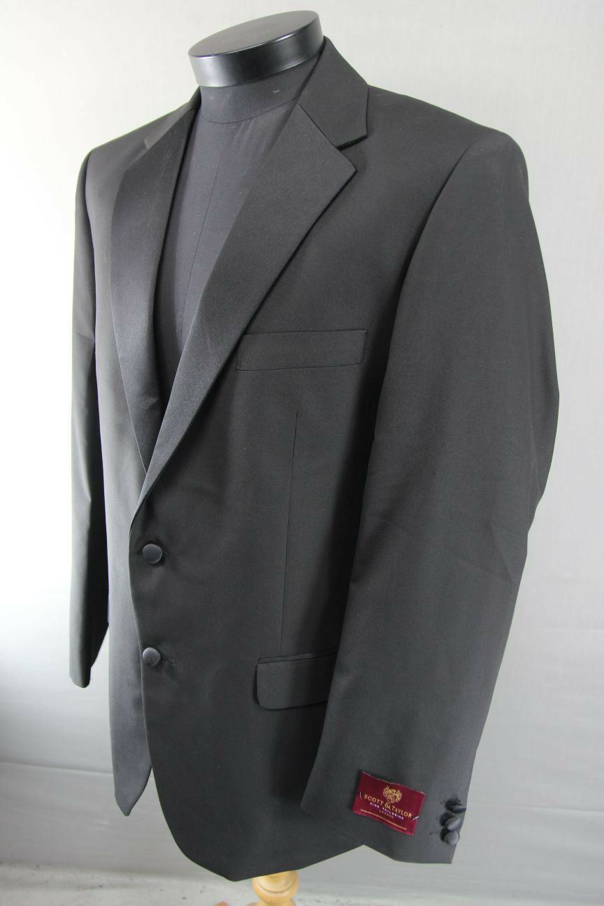 BNWT SCOTT & TAYLOR BLACK FORMAL TWO BUTTONED TUXEDO DINNER JACKET 42-44 INCH
