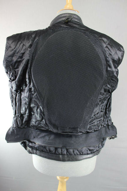 CLASSIC BLACK LEATHER BIKER JACKET WITH REMOVABLE BACK PROTECTOR 38 INCH