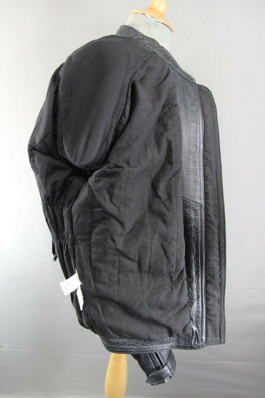 DUCHESS BLACK LEATHER BIKER JACKET + REMOVABLE SHOULDER/ELBOW PROTECTORS SIZE 12