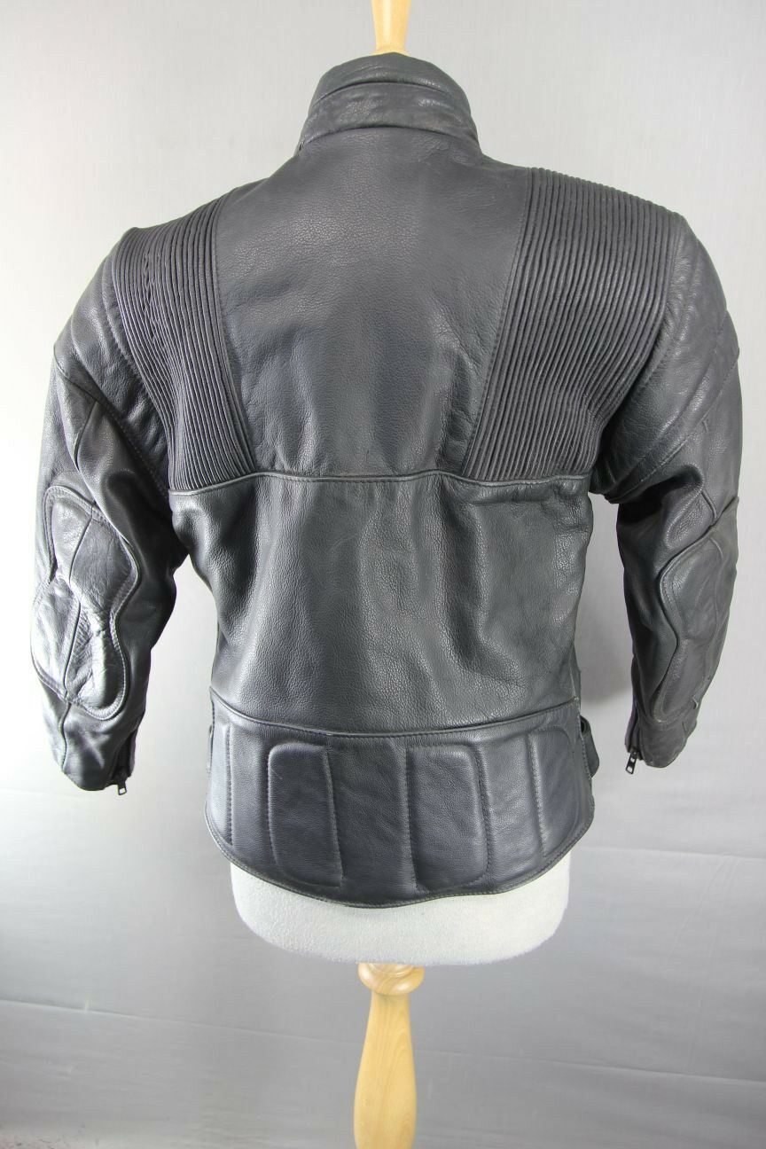 CLASSIC BRITISH MADE GEAR BLACK LEATHER BIKER JACKET SIZE 12