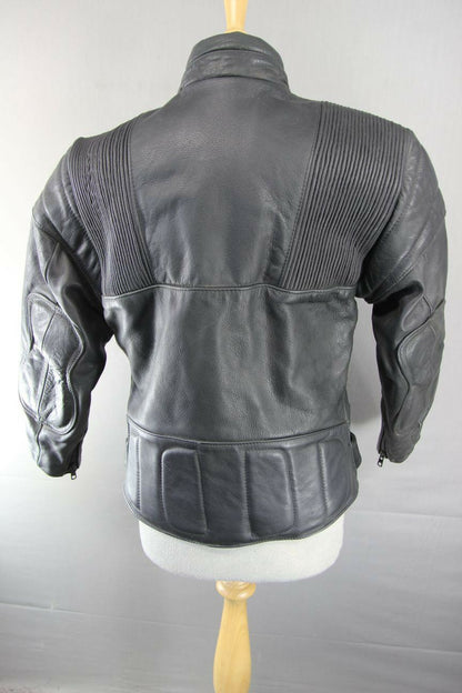 CLASSIC BRITISH MADE GEAR BLACK LEATHER BIKER JACKET SIZE 12