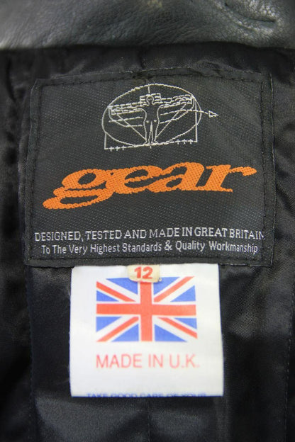 CLASSIC BRITISH MADE GEAR BLACK LEATHER BIKER JACKET SIZE 12
