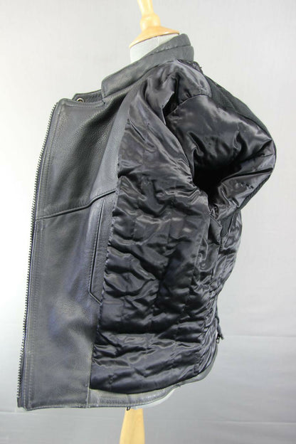 CLASSIC BRITISH MADE GEAR BLACK LEATHER BIKER JACKET SIZE 12