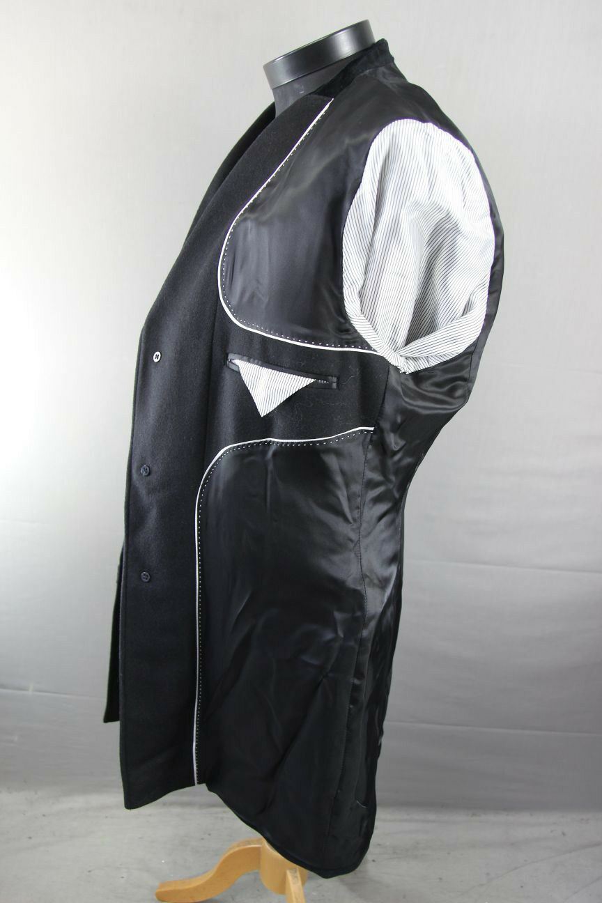 BRAND NEW WOOL RICH 3 POCKET VELVET COLLAR BLACK MELTON OVERCOAT 36-48" WAS £199